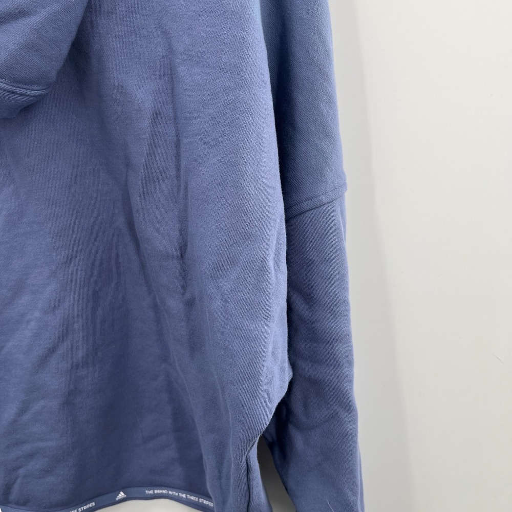 Adidas Periwinkle Cropped Hoodie Hem Detail pullover lounge casual sporty top S - Picture 8 of 10